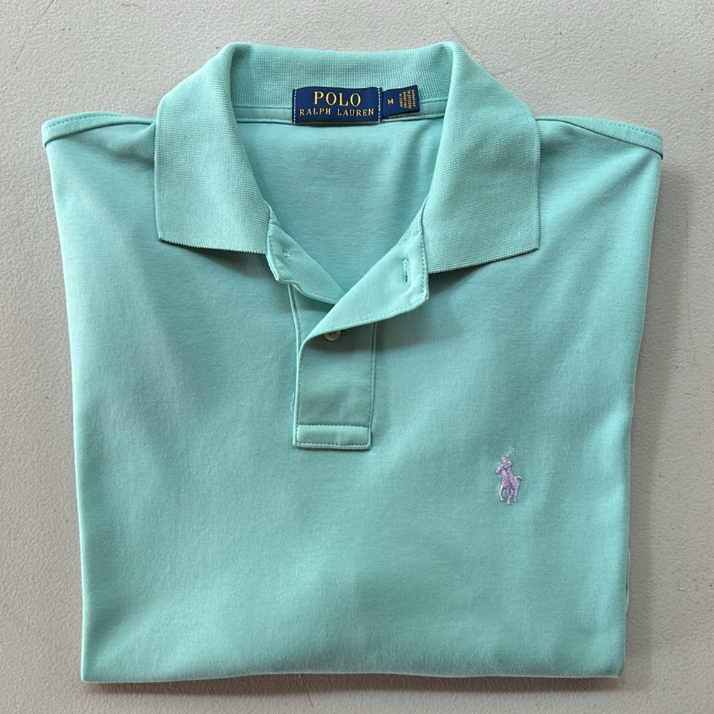 Polo by Ralph Lauren Men's Mint Green Polo Shirt (M)